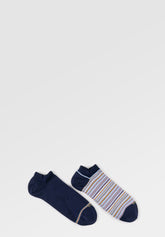 Sneaker Socks in Stretch Cotton Stripes Bipack - Sangria Stripe Print - C135 riga sangria | Perofil