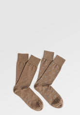 Calza Corta in Cotone Elasticizzato Geometrica Bipack - Fantasia Tortora Melange - C145 fantasia tortora melange | Perofil