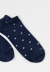 Sneaker Socks in Stretch Cotton Geometric Bipack - Blue Print - C052 fantasia blu | Perofil