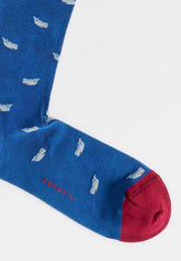 Calza Lunga in Filo di Scozia Elasticizzato Balene - Fantasia Denim Melange - C137 fantasia denim melange | Perofil