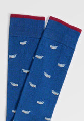 Calza Lunga in Filo di Scozia Elasticizzato Balene - Fantasia Denim Melange - C137 fantasia denim melange | Perofil