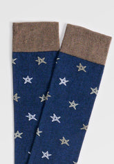 Calza Lunga in Filo di Scozia Elasticizzato Stelle Marine - Fantasia Denim Melange - C137 fantasia denim melange | Perofil