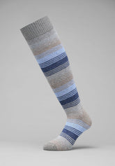 Striped Wool and Cashmere Long Socks - Taupe Stripe Print - C129 riga tortora | Perofil