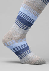 Striped Wool and Cashmere Long Socks - Taupe Stripe Print - C129 riga tortora | Perofil