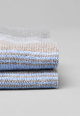 Striped Wool and Cashmere Long Socks - Taupe Stripe Print - C129 riga tortora | Perofil