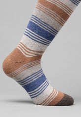 Striped Wool and Cashmere Long Socks - Coffee Stripes Print - C208 riga caffe' | Perofil