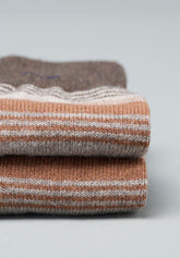 Striped Wool and Cashmere Long Socks - Coffee Stripes Print - C208 riga caffe' | Perofil