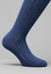 Pinpoint Pattern Cotton and Cashmere Long Socks - Blue Mélange and Ice - C203 blu mel./ghiaccio | Perofil