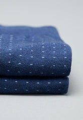 Pinpoint Pattern Cotton and Cashmere Long Socks - Blue Mélange and Ice - C203 blu mel./ghiaccio | Perofil