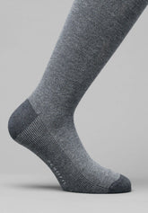 Oxford Pattern Cotton and Cashmere Long Socks - Grey Mélange - C201 antracite mel./grigio mel | Perofil