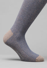 Oxford Pattern Cotton and Cashmere Long Socks - Safari Mèlange e Blue - C210 safari mel./blu | Perofil