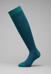 Calza Lunga in Cotone e Cashmere Fantasia Oxford - Verde e Blu - C194 verde/blu | Perofil
