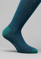 Calza Lunga in Cotone e Cashmere Fantasia Oxford - Verde e Blu - C194 verde/blu | Perofil