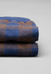 Calza Lunga in Cotone e Cashmere Fantasia Quadro - Blue Melange e Caffè - C202 blu mel./caffe' | Perofil