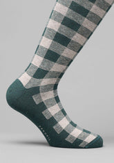Calza Lunga in Cotone e Cashmere Fantasia Quadro - Verde Melange e Safari - C214 verde mel./safari | Perofil