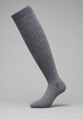 Polka Dot Color Winter Cotton Long Socks - Grey Mélange - C200 antracite mel./rubino | Perofil