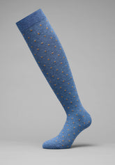 Calza Lunga in Cotone Invernale Pois Color - Blue Melange e Safari - C204 blu mel./safari | Perofil