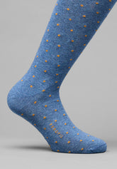 Calza Lunga in Cotone Invernale Pois Color - Blue Melange e Safari - C204 blu mel./safari | Perofil