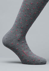 Polka Dot Color Winter Cotton Short Socks - Grey Mélange - C200 antracite mel./rubino | Perofil
