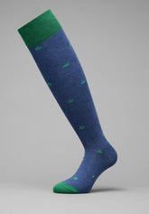 Calza Lunga in Cotone Invernale Portafortuna Bi-pack - Blu Royal - C227 fantasia quadrifoglio | Perofil