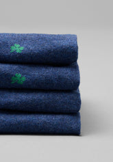Calza Lunga in Cotone Invernale Portafortuna Bi-pack - Blu Royal - C227 fantasia quadrifoglio | Perofil