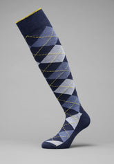 Winter Cotton Diamond Bi-Pack Long Socks - Blue Mélange Print - C144 fantasia blu melange | Perofil
