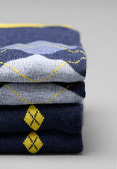 Winter Cotton Diamond Bi-Pack Long Socks - Blue Mélange Print - C144 fantasia blu melange | Perofil