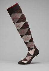 Winter Cotton Diamond Bi-Pack Long Socks - Coffee - C218 fantasia caffe' melange | Perofil