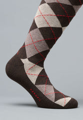 Winter Cotton Diamond Bi-Pack Long Socks - Coffee - C218 fantasia caffe' melange | Perofil