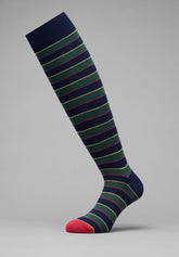 Winter Cotton Striped Long Socks Bi-Pack - Blue Stripe Print - C675 riga blu | Perofil