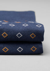 Cotton and Cashmere Tie-Pattern Short Socks - Blue Print - C052 fantasia blu | Perofil