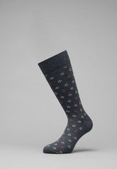 Calza Corta in Cotone e Cashmere Fantasia Cravatteria - Fantasia Antracite Melange - C139 fantasia antracite melange | Perofil