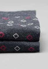 Calza Corta in Cotone e Cashmere Fantasia Cravatteria - Fantasia Antracite Melange - C139 fantasia antracite melange | Perofil