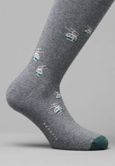 Winter Cotton Cable Car Long Socks - Anthracite Mélange Print - C139 fantasia antracite melange | Perofil