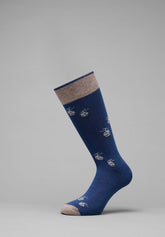 Winter Cotton Cable Car Short Socks - Blue Mélange Print - C144 fantasia blu melange | Perofil