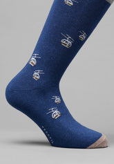 Winter Cotton Cable Car Short Socks - Blue Mélange Print - C144 fantasia blu melange | Perofil