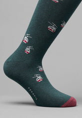 Winter Cotton Cable Car Short Socks - Verde Mélange - C229 fantasia verde melange | Perofil