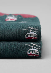 Winter Cotton Cable Car Short Socks - Verde Mélange - C229 fantasia verde melange | Perofil