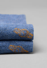 Winter Cotton Clock Pattern Long Socks - Denim Mélange Print - C137 fantasia denim melange | Perofil