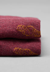 Winter Cotton Clock Pattern Long Socks - Ruby Mélange - C040 fantasia rubino mel | Perofil