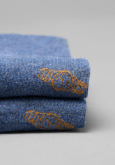 Winter Cotton Clock Pattern Short Socks - Denim Mélange Print - C137 fantasia denim melange | Perofil