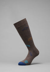 Winter Cotton Clock Pattern Short Socks - Coffee - C218 fantasia caffe' melange | Perofil