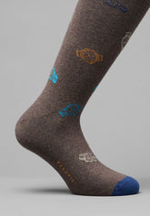 Winter Cotton Clock Pattern Short Socks - Coffee - C218 fantasia caffe' melange | Perofil
