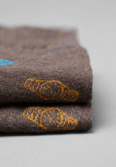 Winter Cotton Clock Pattern Short Socks - Coffee - C218 fantasia caffe' melange | Perofil