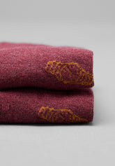 Winter Cotton Clock Pattern Short Socks - Ruby Mélange - C040 fantasia rubino mel | Perofil