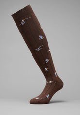 Winter Cotton Ski Pattern Long Socks - Coffee - C037 fantasie caffe' | Perofil