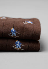 Winter Cotton Ski Pattern Long Socks - Coffee - C037 fantasie caffe' | Perofil