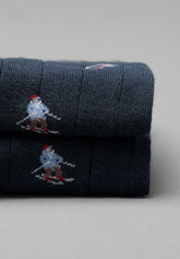 Winter Cotton Ski Pattern Long Socks - Grey - C148 fantasia antracite | Perofil