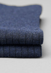 Calza Corta a Coste in Viscosa e Cashmere - Blu - C008 blu | Perofil