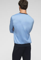 Pigiama Lungo con Polsini in Filo di Scozia Venezia - Blu Avio - 2040 avio | Perofil